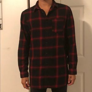 Black and red oversized button up